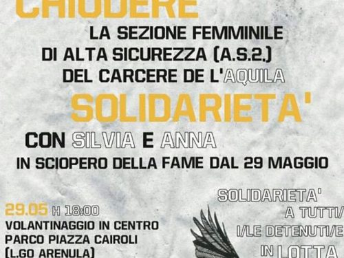 Dichiarazione di Silvia e Anna sull’inizio dello sciopero della fame nel carcere de L’Aquila