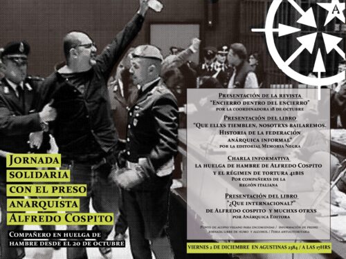 Santiago, Cile: Venerdi 2 Dicembre – Giornata di solidarietà con il prigioniero anarchico Alfredo Cospito