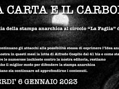 Venerdì a Foligno: Difendiamo la stampa anarchica, rilanciandone i contenuti!
